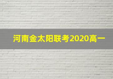 河南金太阳联考2020高一