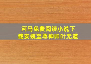 河马免费阅读小说下载安装至尊神帅叶无道