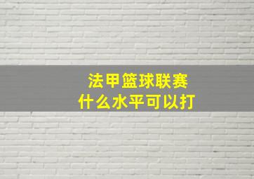 法甲篮球联赛什么水平可以打