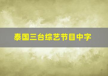 泰国三台综艺节目中字