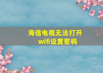 海信电视无法打开wifi设置密码