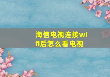 海信电视连接wifi后怎么看电视