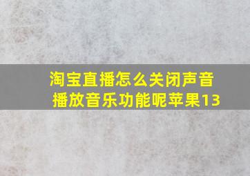 淘宝直播怎么关闭声音播放音乐功能呢苹果13