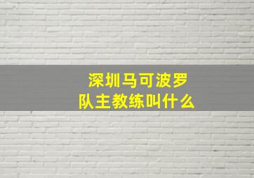 深圳马可波罗队主教练叫什么