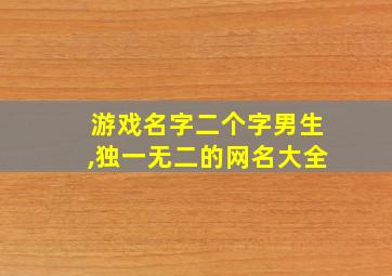 游戏名字二个字男生,独一无二的网名大全