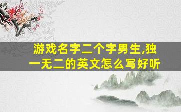 游戏名字二个字男生,独一无二的英文怎么写好听