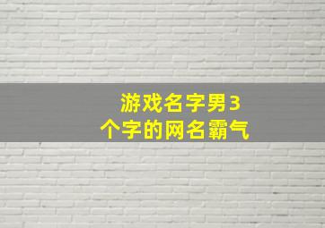 游戏名字男3个字的网名霸气