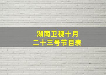 湖南卫视十月二十三号节目表