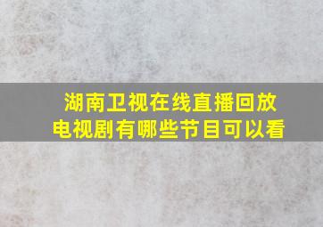 湖南卫视在线直播回放电视剧有哪些节目可以看