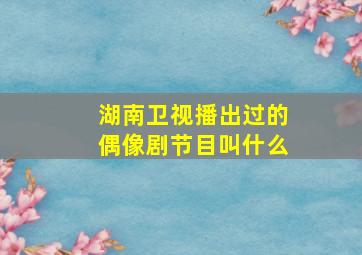 湖南卫视播出过的偶像剧节目叫什么