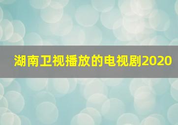 湖南卫视播放的电视剧2020