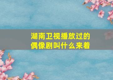 湖南卫视播放过的偶像剧叫什么来着