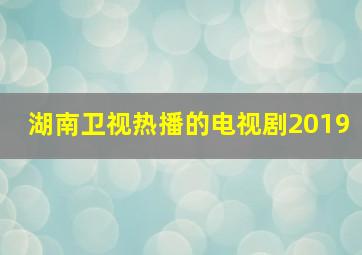 湖南卫视热播的电视剧2019