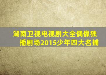 湖南卫视电视剧大全偶像独播剧场2015少年四大名捕