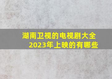 湖南卫视的电视剧大全2023年上映的有哪些