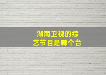 湖南卫视的综艺节目是哪个台