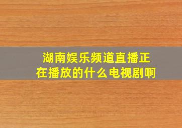 湖南娱乐频道直播正在播放的什么电视剧啊