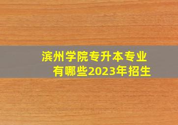 滨州学院专升本专业有哪些2023年招生