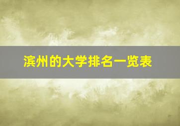 滨州的大学排名一览表