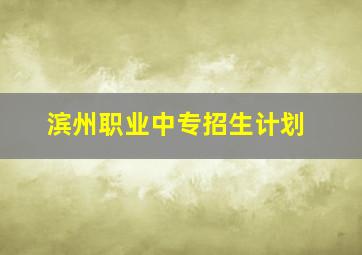 滨州职业中专招生计划