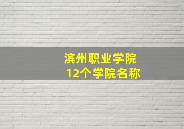 滨州职业学院12个学院名称