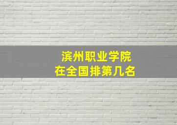 滨州职业学院在全国排第几名