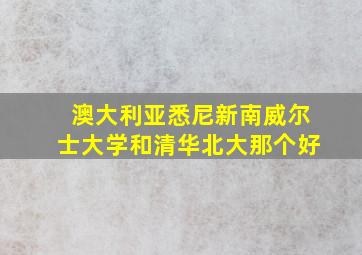 澳大利亚悉尼新南威尔士大学和清华北大那个好