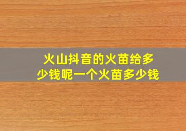 火山抖音的火苗给多少钱呢一个火苗多少钱