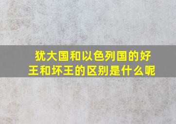 犹大国和以色列国的好王和坏王的区别是什么呢