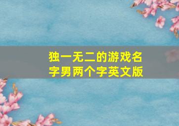 独一无二的游戏名字男两个字英文版