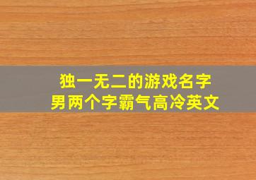 独一无二的游戏名字男两个字霸气高冷英文