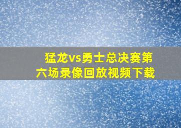 猛龙vs勇士总决赛第六场录像回放视频下载