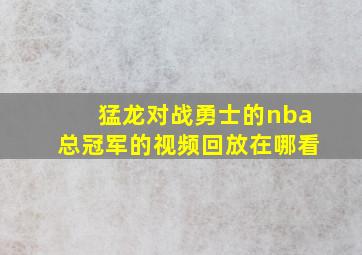 猛龙对战勇士的nba总冠军的视频回放在哪看