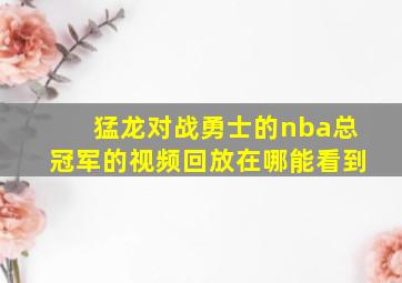 猛龙对战勇士的nba总冠军的视频回放在哪能看到