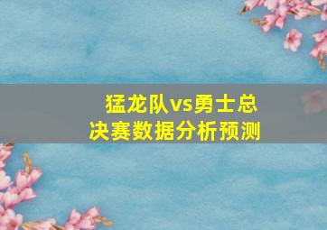 猛龙队vs勇士总决赛数据分析预测