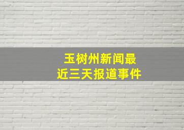 玉树州新闻最近三天报道事件