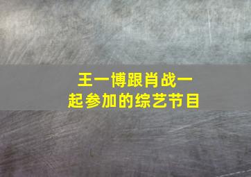 王一博跟肖战一起参加的综艺节目