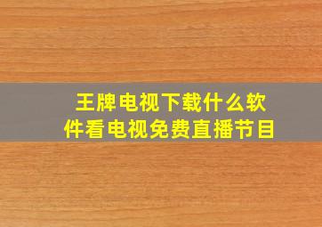 王牌电视下载什么软件看电视免费直播节目