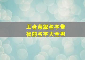 王者荣耀名字带杨的名字大全男