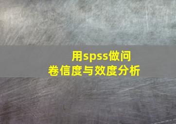 用spss做问卷信度与效度分析