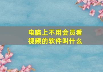 电脑上不用会员看视频的软件叫什么