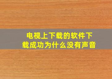 电视上下载的软件下载成功为什么没有声音