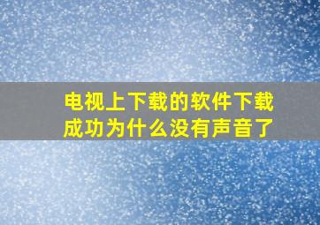 电视上下载的软件下载成功为什么没有声音了