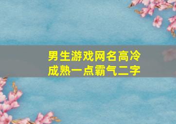 男生游戏网名高冷成熟一点霸气二字