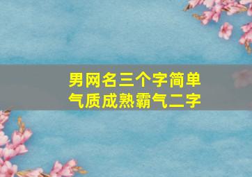 男网名三个字简单气质成熟霸气二字