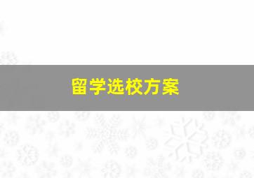 留学选校方案