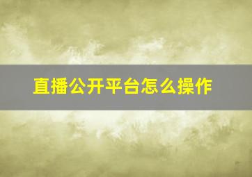 直播公开平台怎么操作