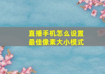 直播手机怎么设置最佳像素大小模式