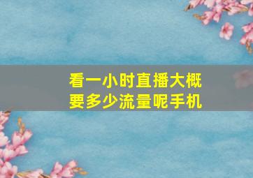 看一小时直播大概要多少流量呢手机