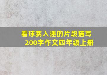 看球赛入迷的片段描写200字作文四年级上册